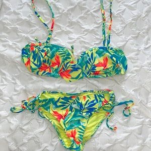 Two-piece floral bathing suit!